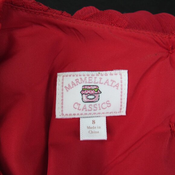 Marmellata Classics Girl's Red Rosette Party Dress with Tulle Overskirt Size 8 - Picture 11 of 12